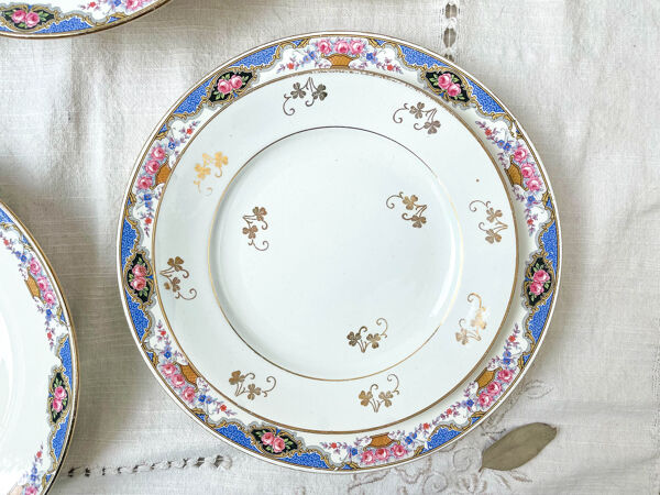 Set de 6 assiettes porcelaine et 6 petites assiettes dépareillées vintage ~ Service de table 6 personnes ~