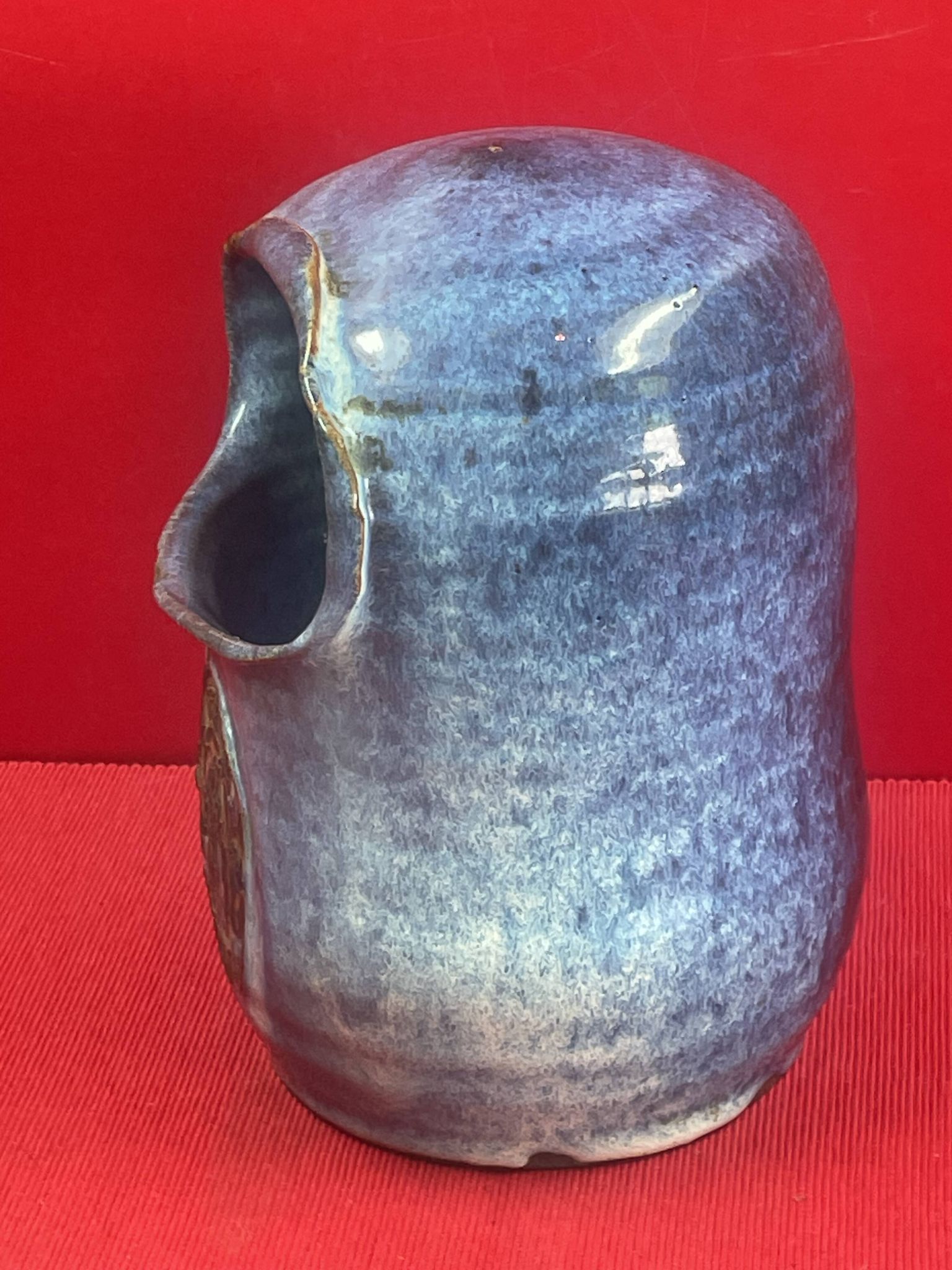 Salt box, Guérande ceramic salt box, signature to identify - 19 cm