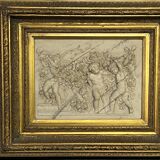 Marble high relief by François Duquesnoy "Putti, garlands and flowers" Paris, 1892