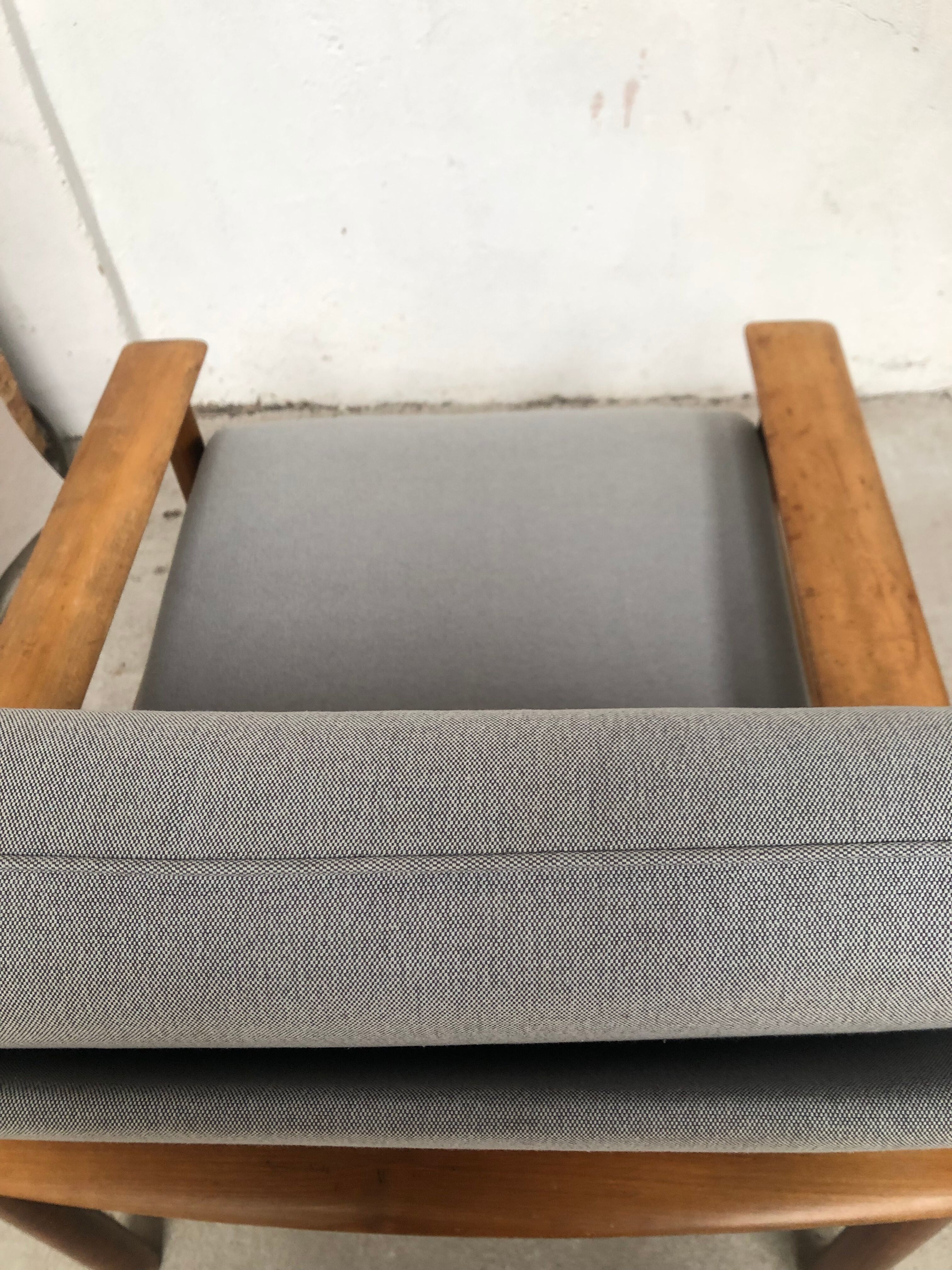 Scandinavian armchair in gray fabric from the 60s