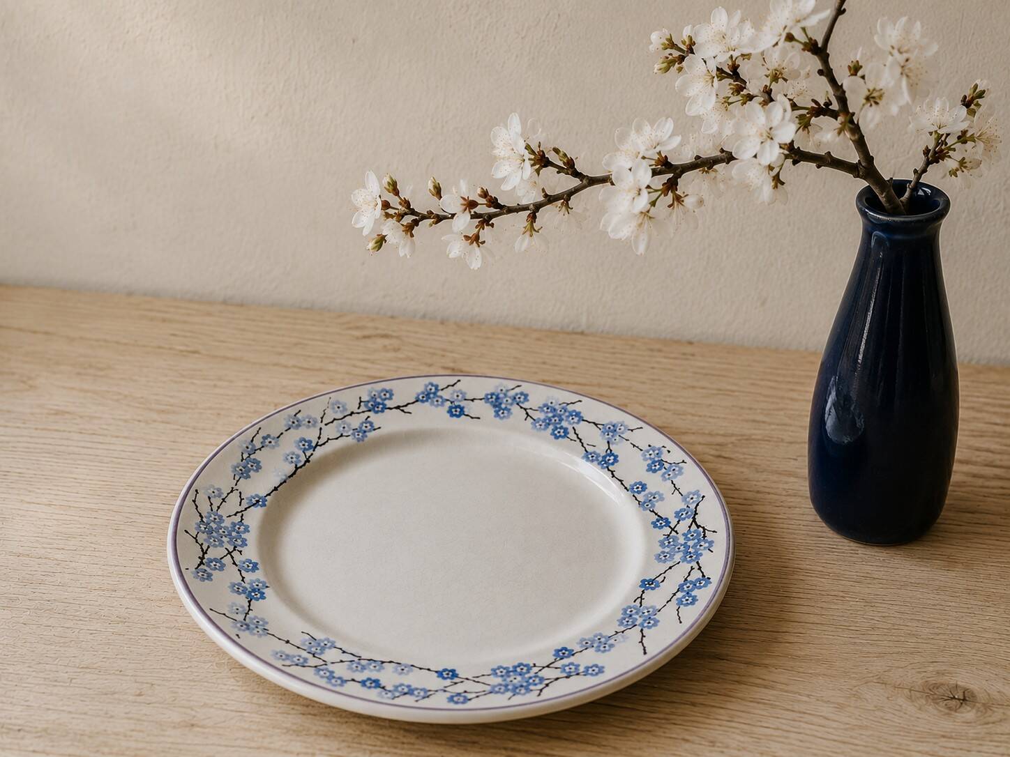 3 assiettes plates Digoin Sarreguemines modèle Pêcher