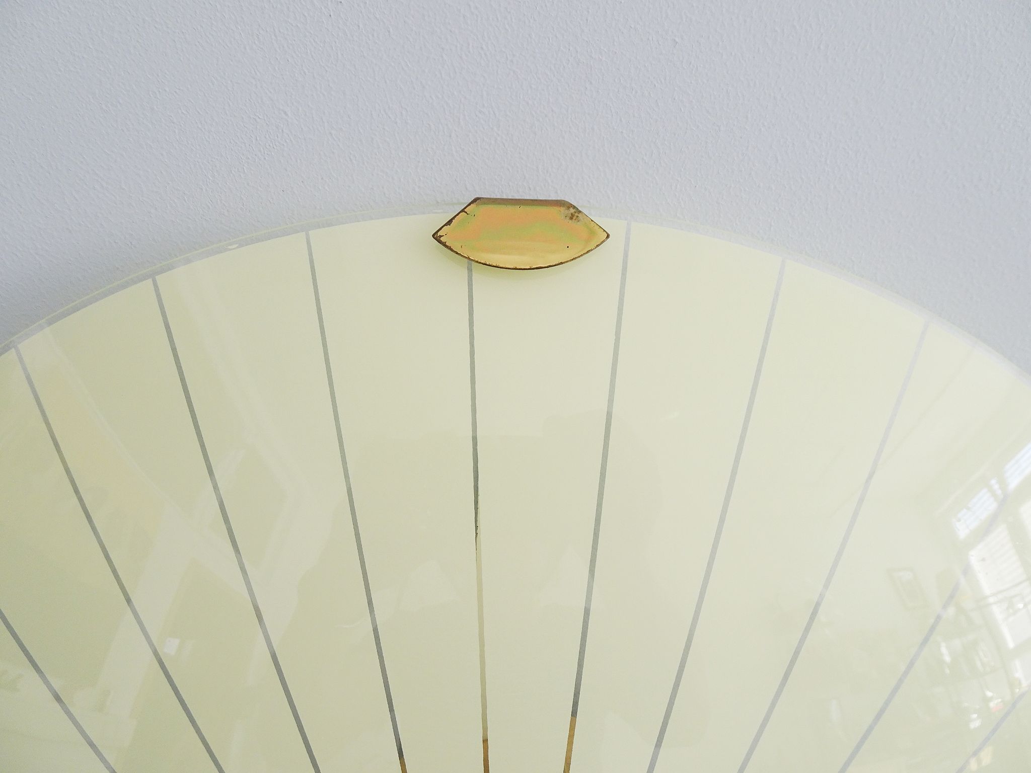 Mid-century wall or ceiling lamp made of glass with a graphic pattern