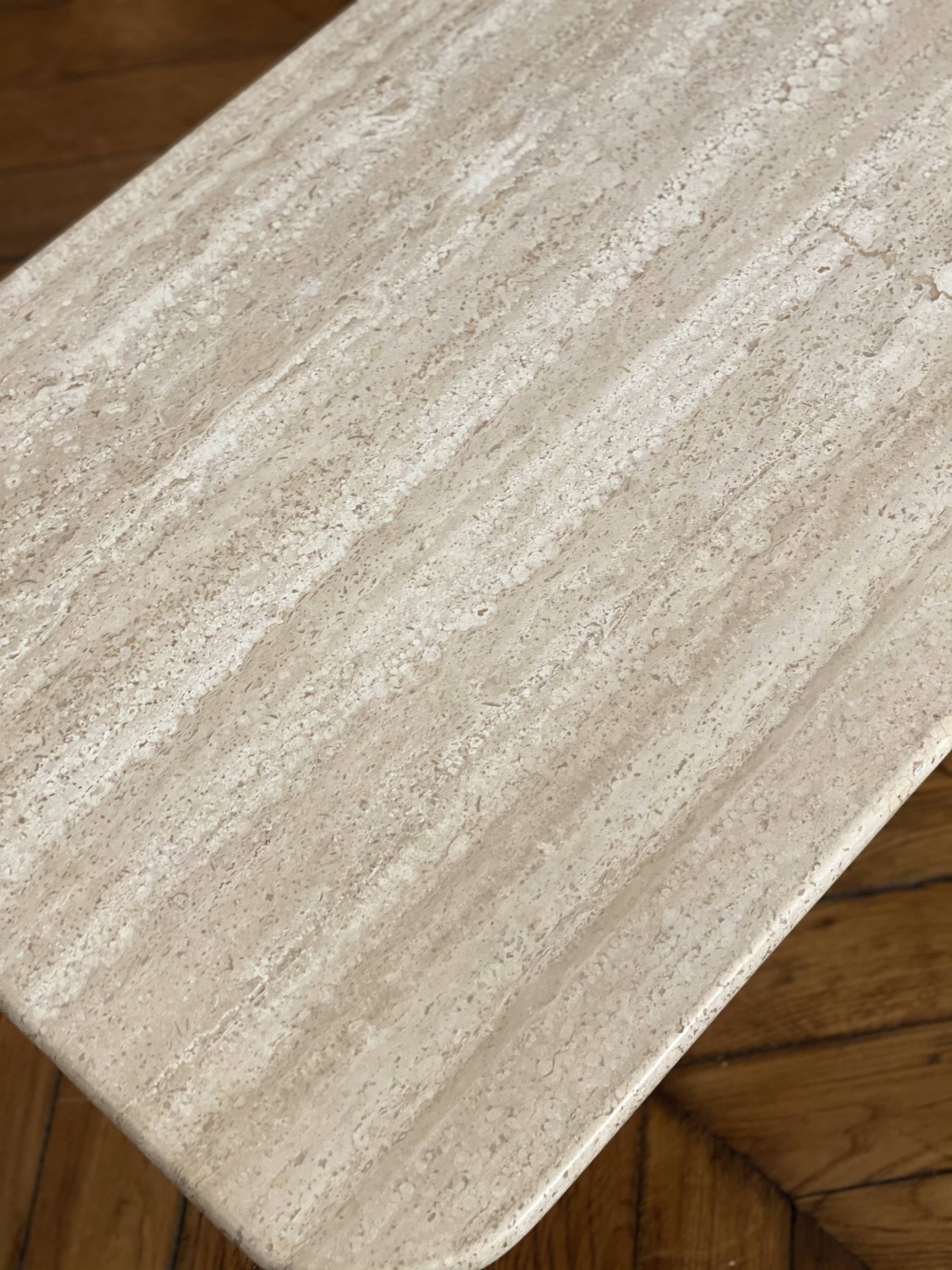 Minimalist design coffee table in unbleached travertine stone