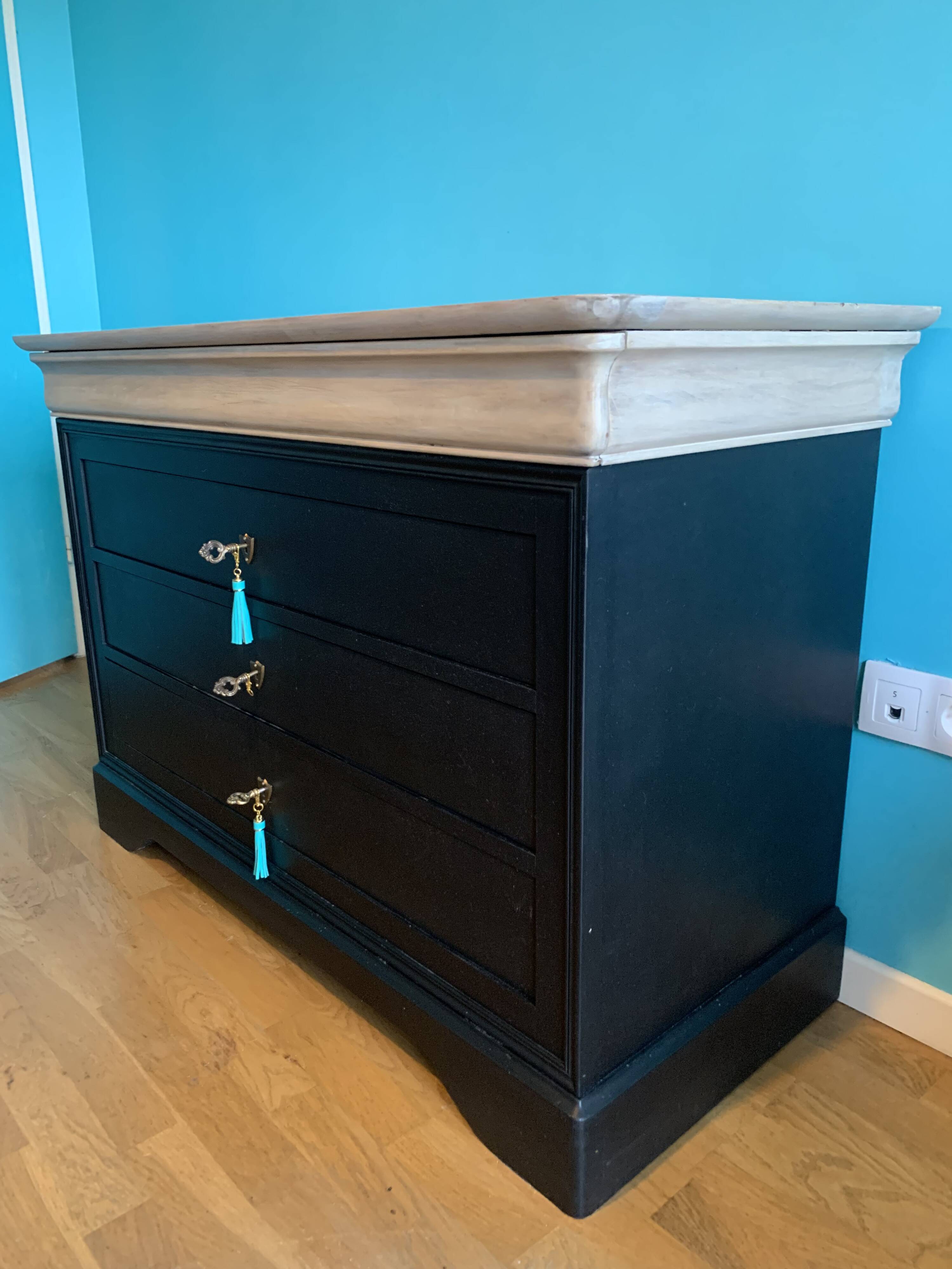 Vintage cherry wood commode refurbished