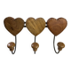 Wall-mounted coat rack, wooden hearts