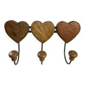 Wall-mounted coat rack, wooden hearts