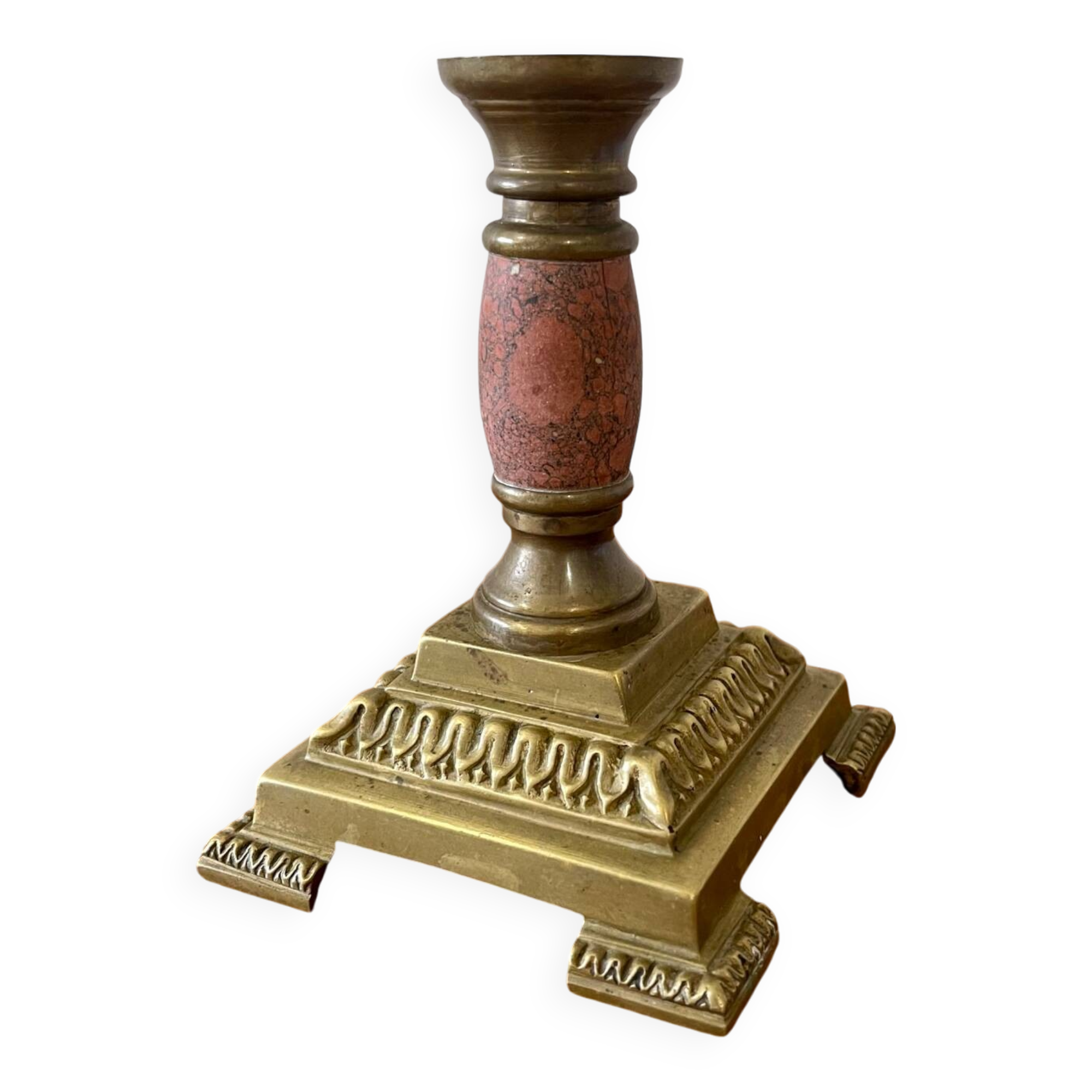 Antique brass candle holder