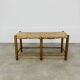 Vintage straw and wood bench, 1960s, country/mountain style