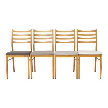 Ensemble de 4 chaises de salle à manger vintage en hêtre allemand | Rembourrées à neuf | Années 1970