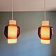 Scandinavian double pendant light in white opaline and amethyst glass, 1960s