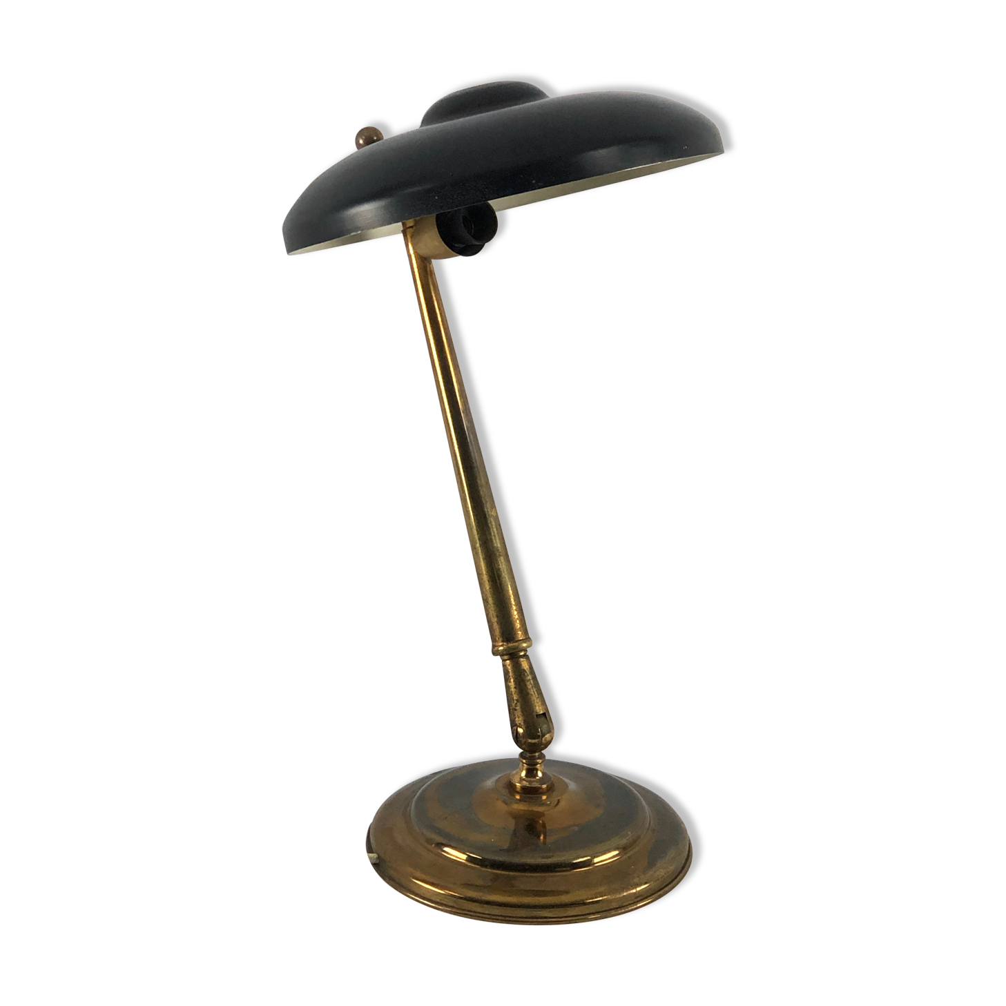 Lumi Milano, Mid-century brass and lacquer two joints table lamp