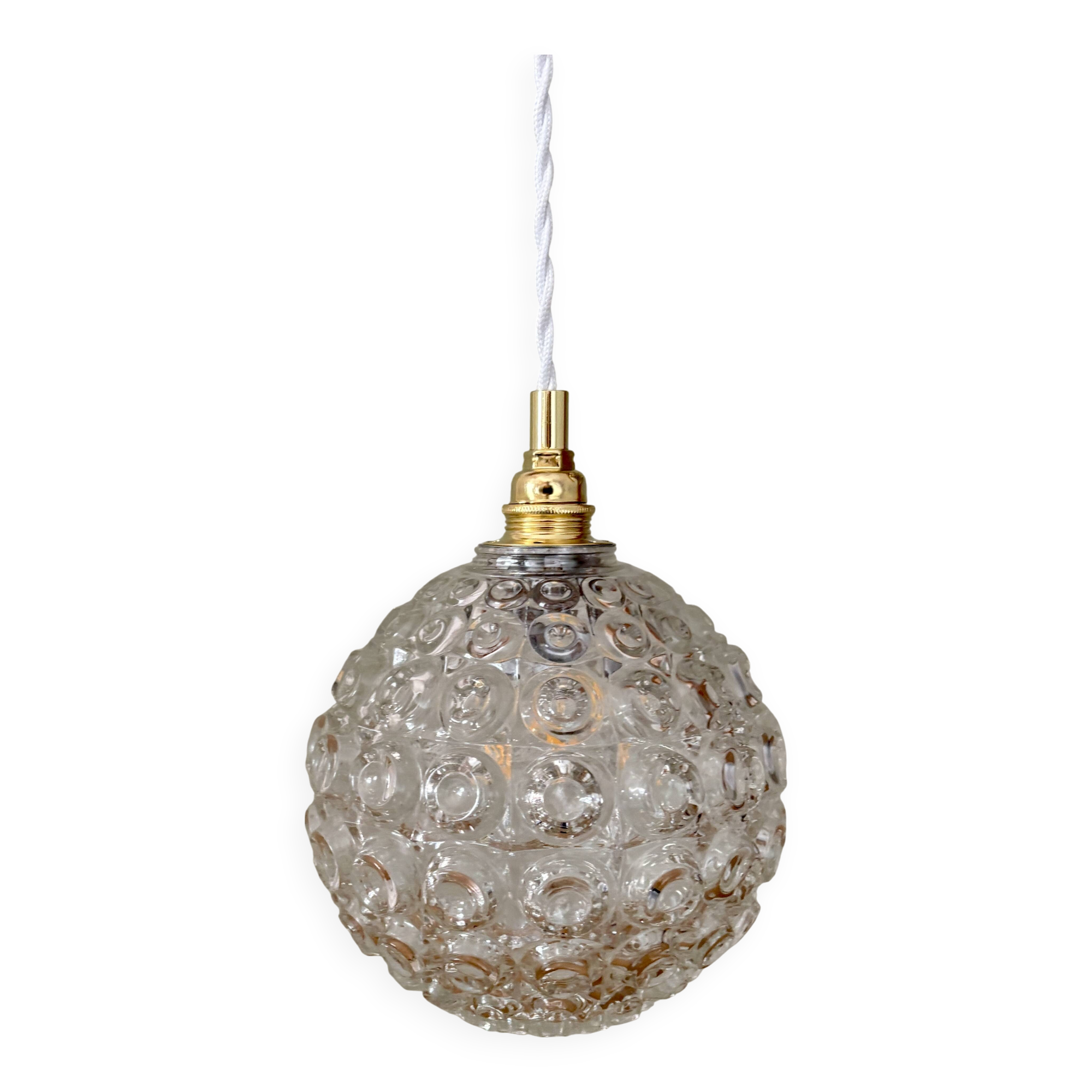 Vintage molded glass globe pendant light