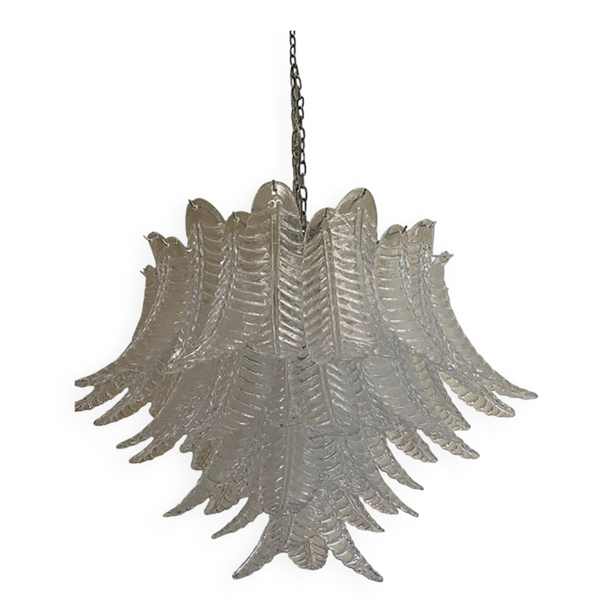 Glass Chandelier "Felce" in Clear Color Italian