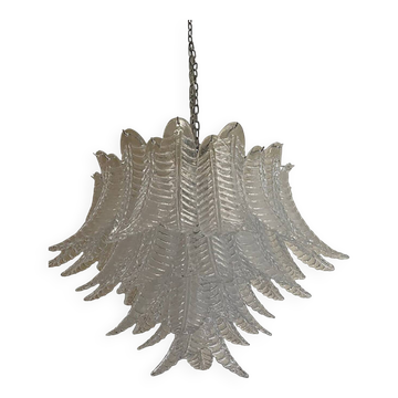 Glass Chandelier "Felce" in Clear Color Italian
