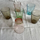 6 verres anciens colorés