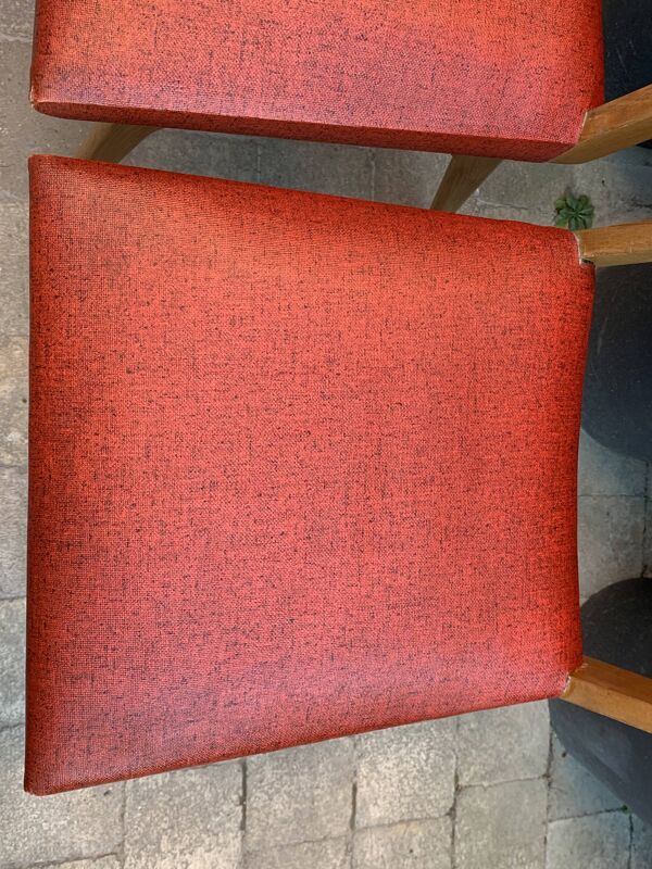 Chaises pieds compas skaï 1960