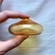 Soliflore Sugahara vintage rond en verre jaune