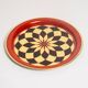 Vintage decorative plate in red, black, and gold metal, Poland, 1960s.