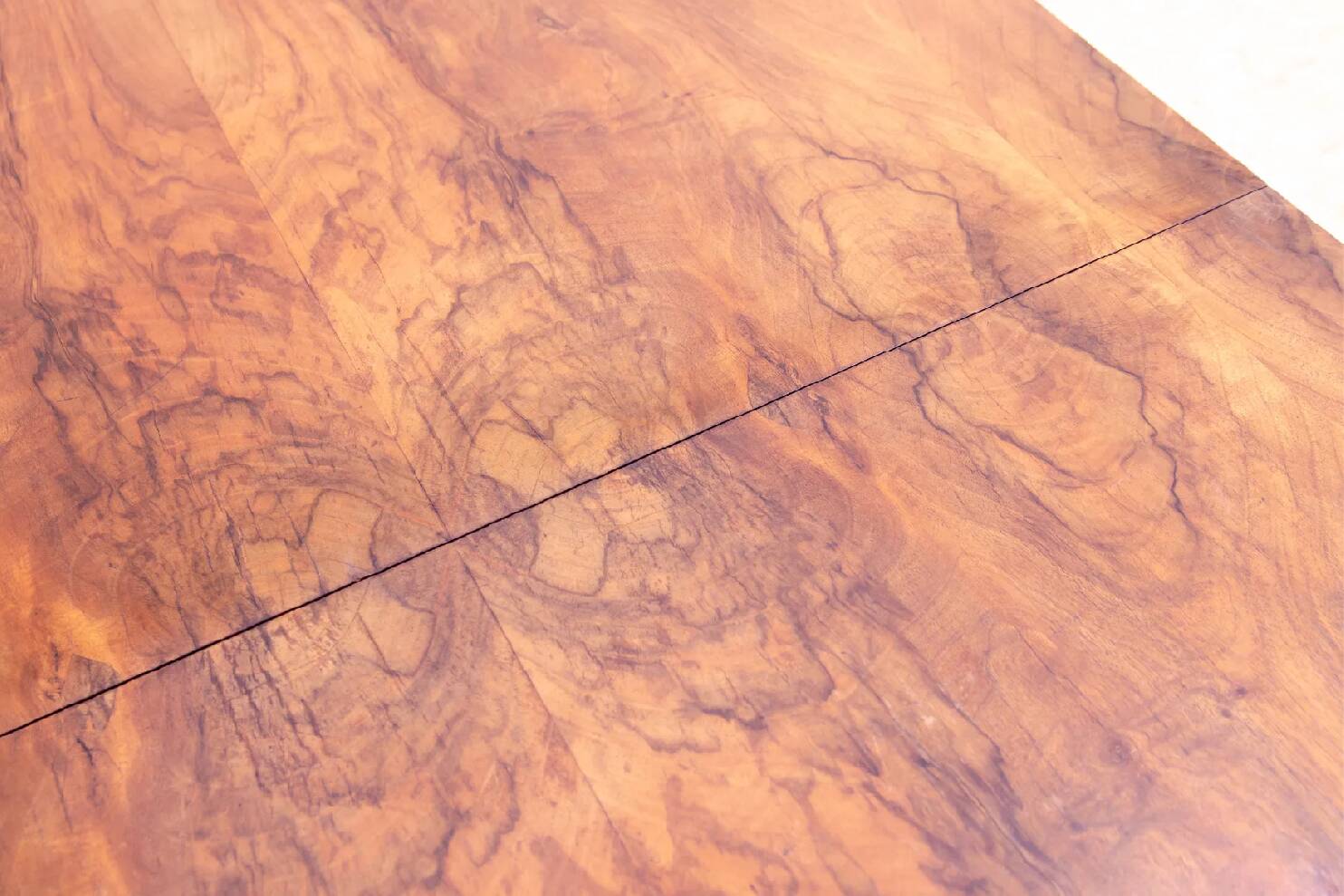 Walnut adjustable dining table, 1930s, Czechoslovakia