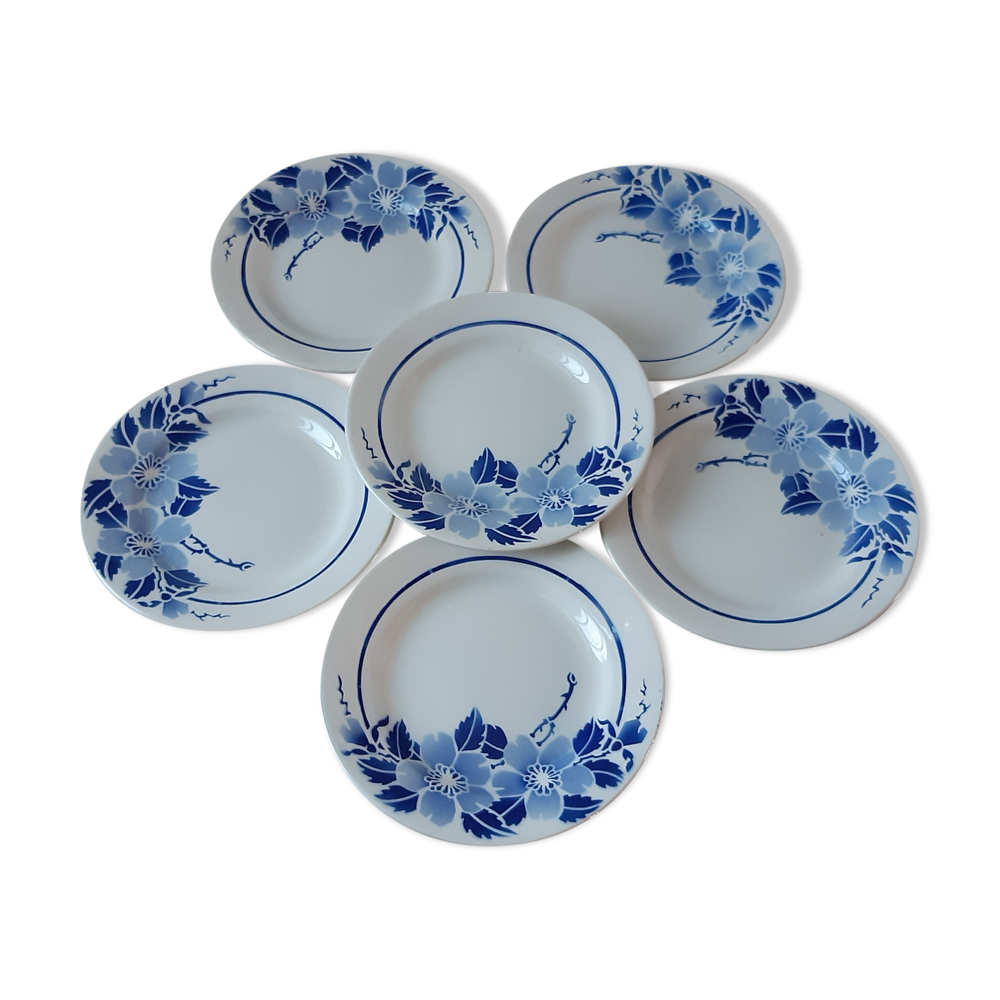 Set of 6 dessert plates Moulin des Loups model Eglantine