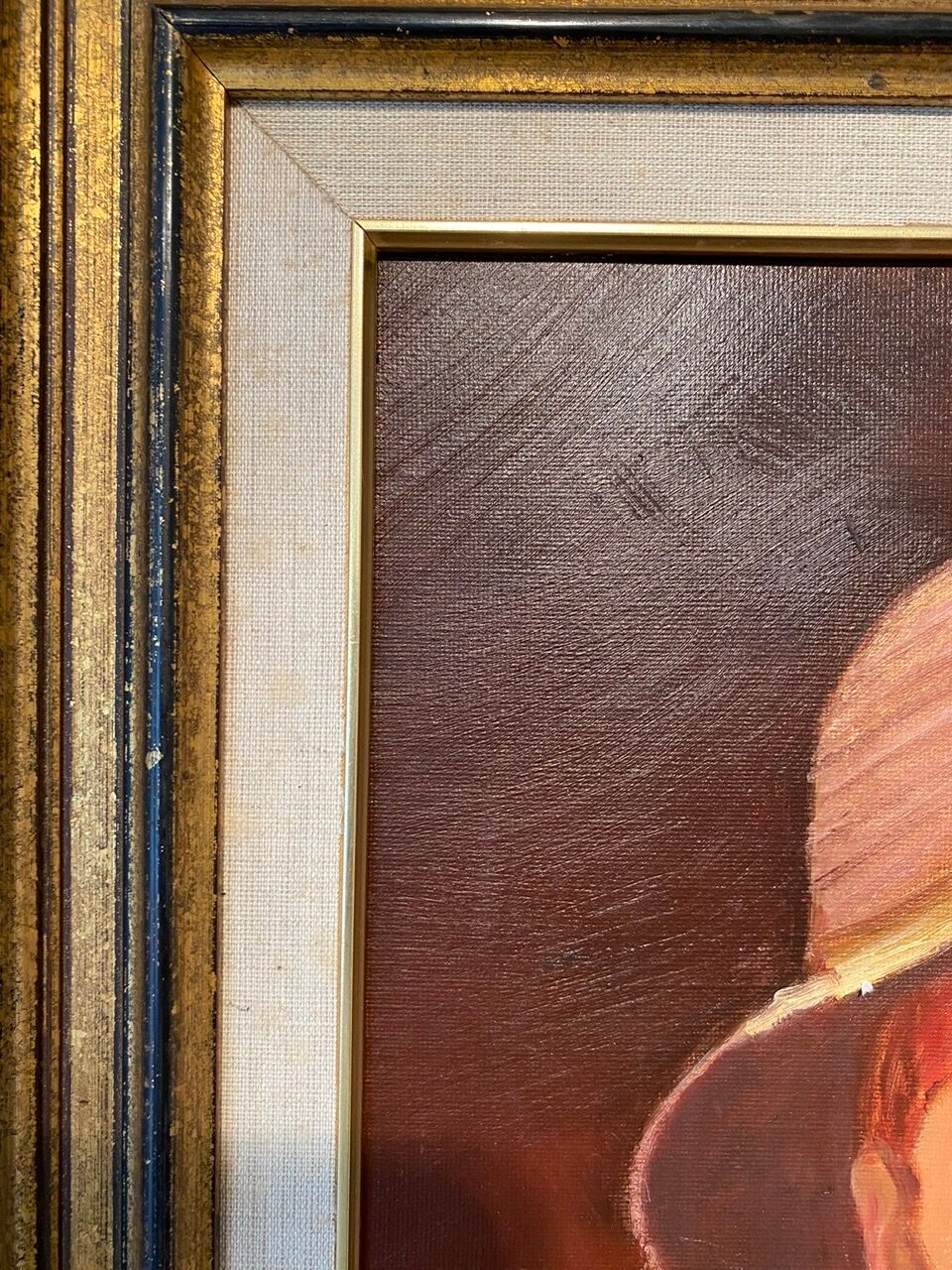 Portrait of the boy in the straw hat 70s/80s, signed