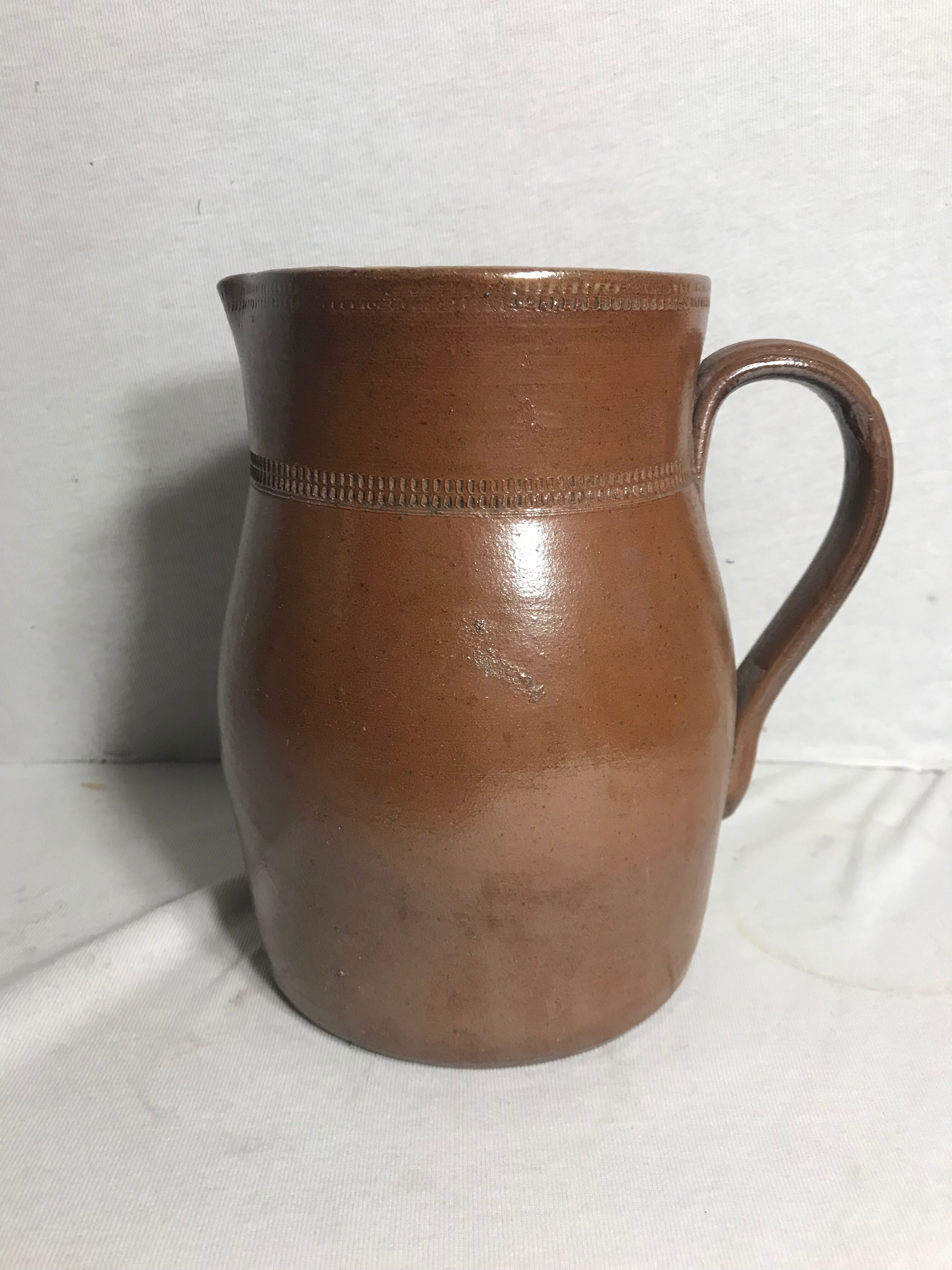 Former ceramics pitcher marron int white years 60 art de la table vintage