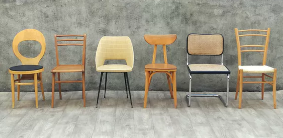 Lot de 6 chaises vintages depareillées