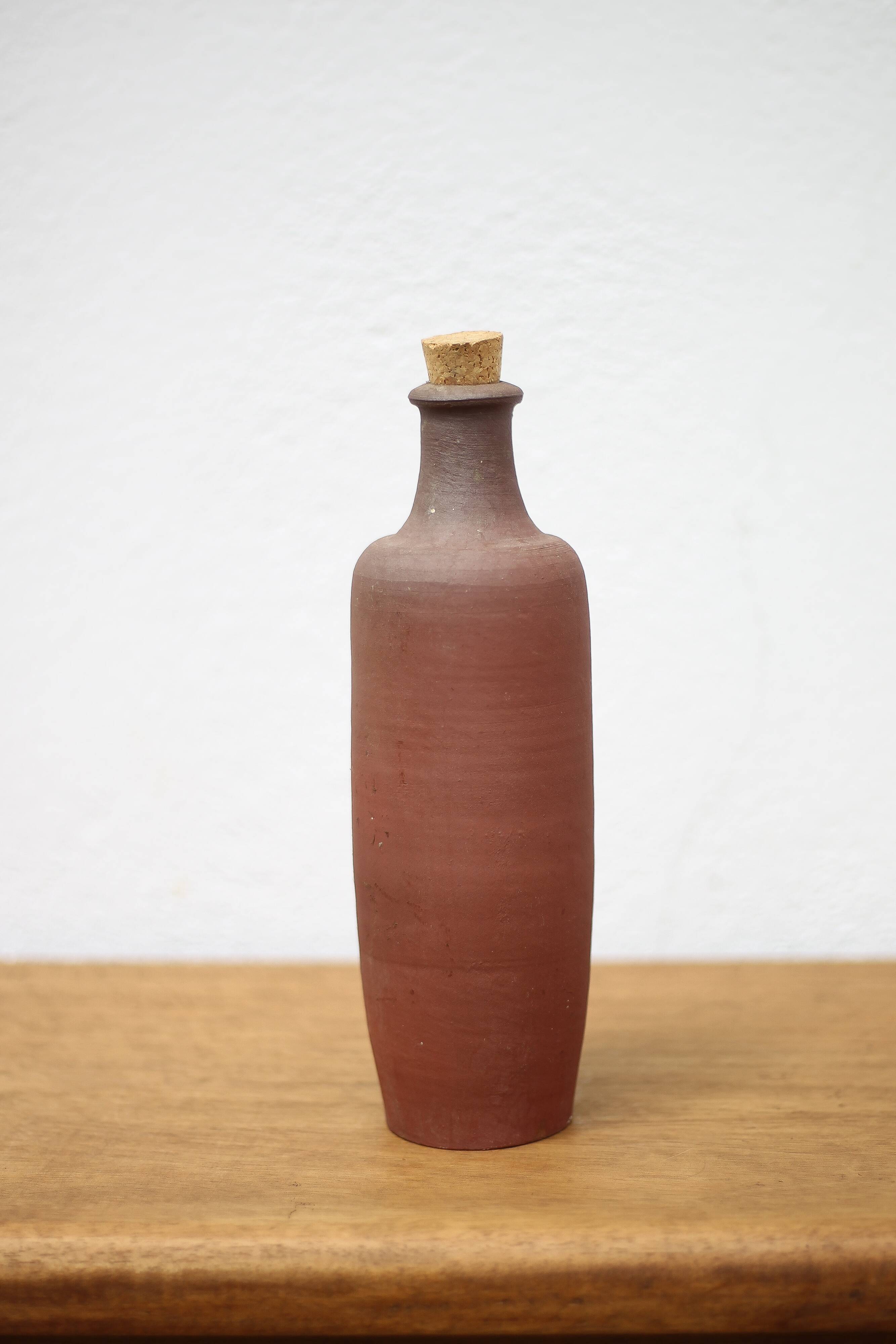 Vintage terracotta bottle, decorative bottle, pottery