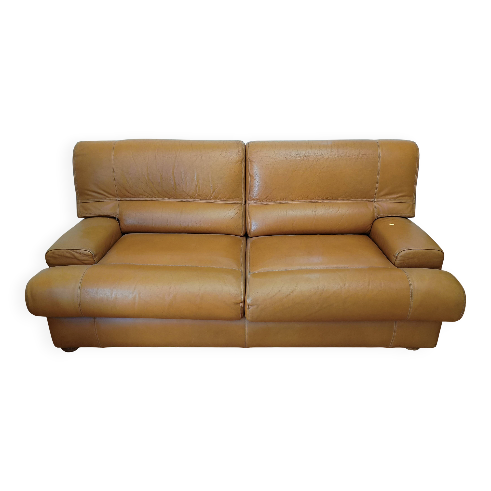Camel leather sofa