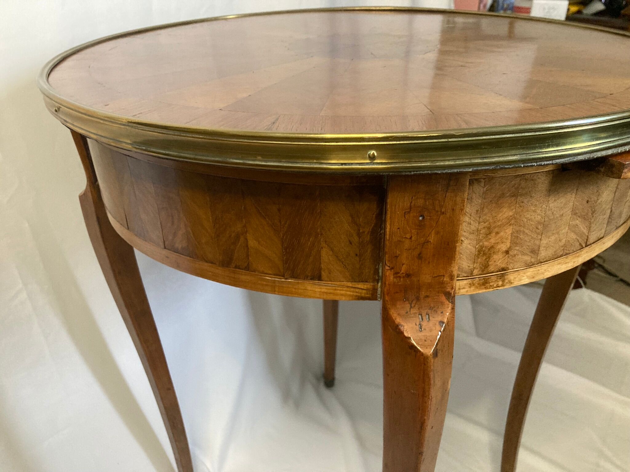 Old pedestal table style Louis XVI marquetry late nineteenth