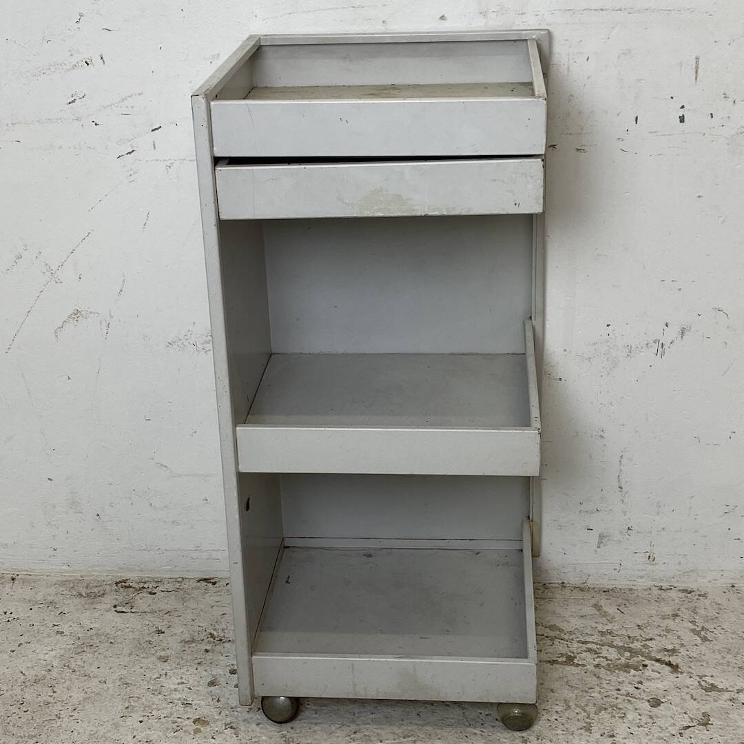 Vintage gray metal architect's trolley, Bieffe Padova style