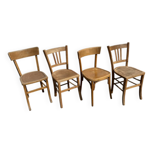 Set de 4 chaises bistrot dépareillées vintage