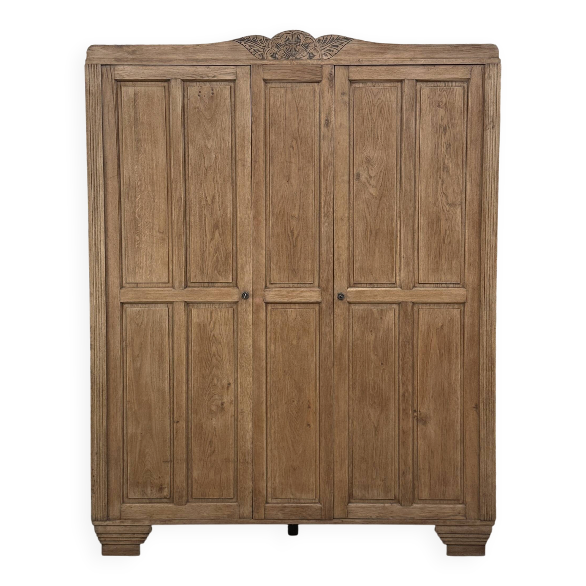 Grande armoire Art Dévo en chêne massif (rénovée)
