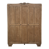 Large Art Deco wardrobe in solid oak (renovated)