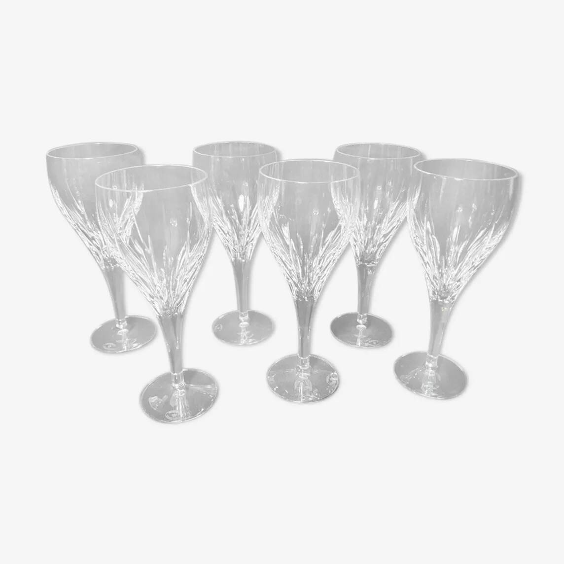 Set of 6 Lorraine crystal wine glasses
