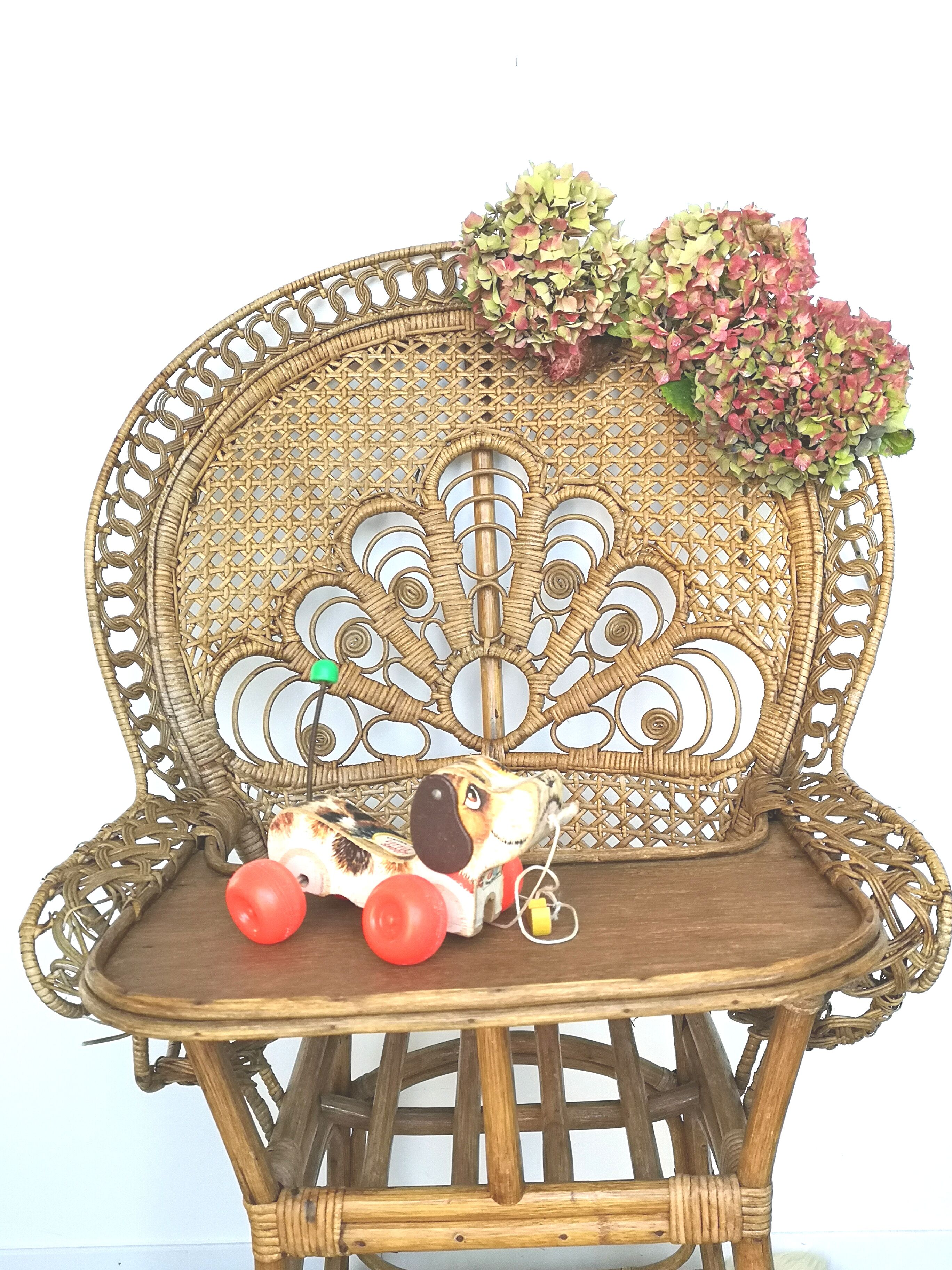 High chair baby rattan emmanuelle peacok