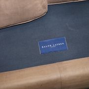 Ralph Lauren Jamaica velvet sofa pair with feather cushions.