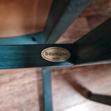 Series of 6 chairs of the brand Baumann model Argos in stained beech and varnished natural wood