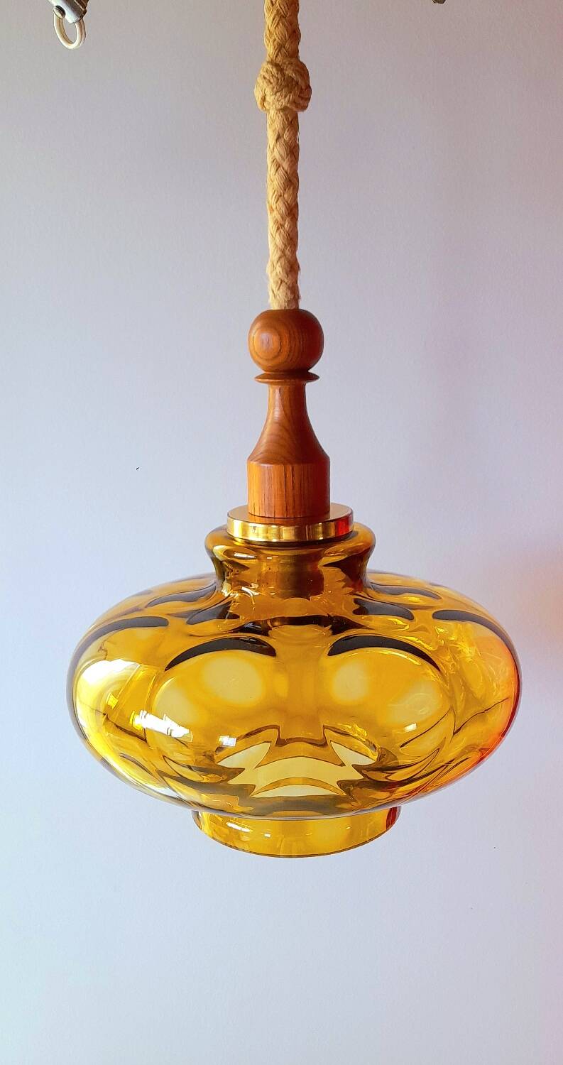 Veb narva suspension in amber glass 70s