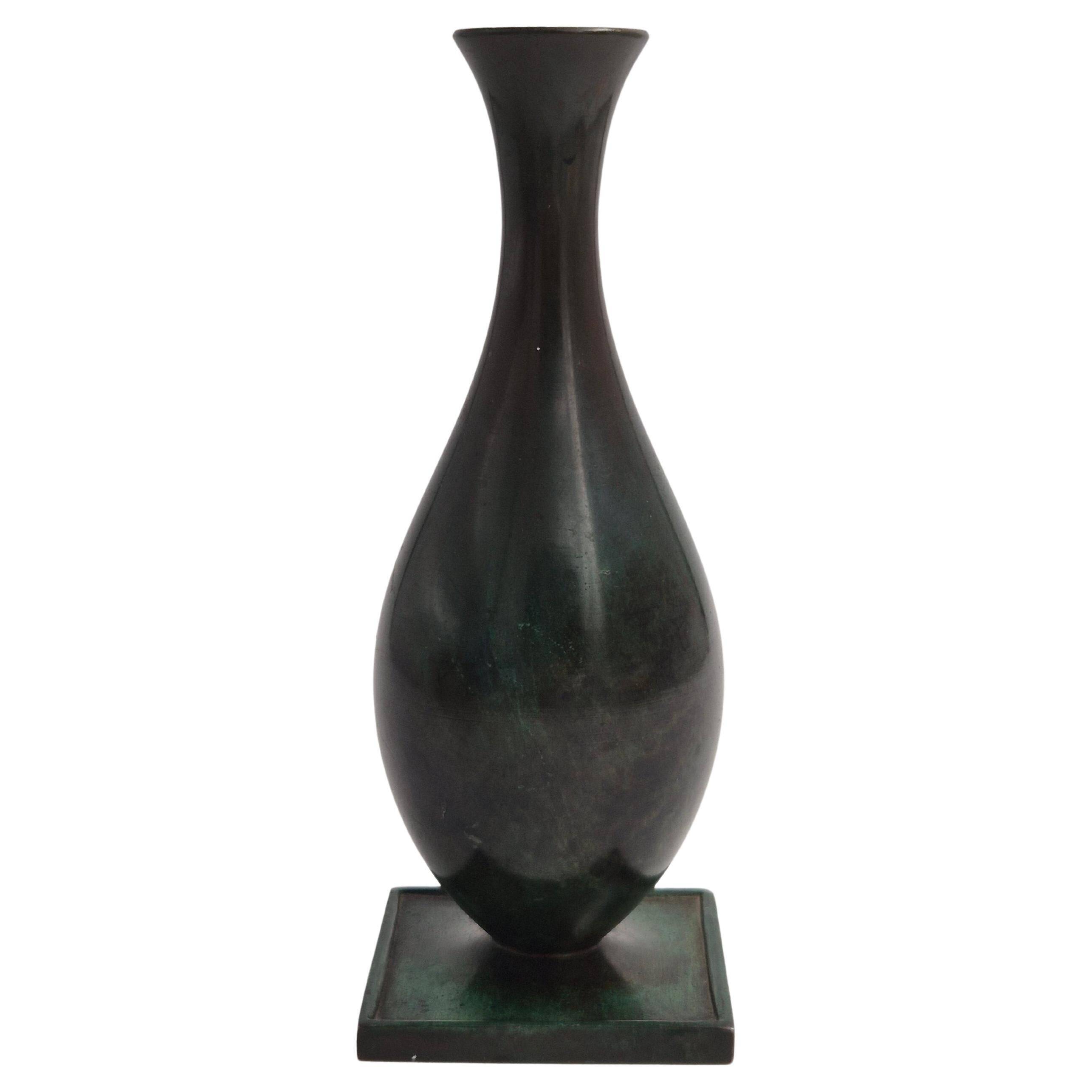 Jacob Ängman for GAB, solid bronze vase, Swedish grace / Art Deco