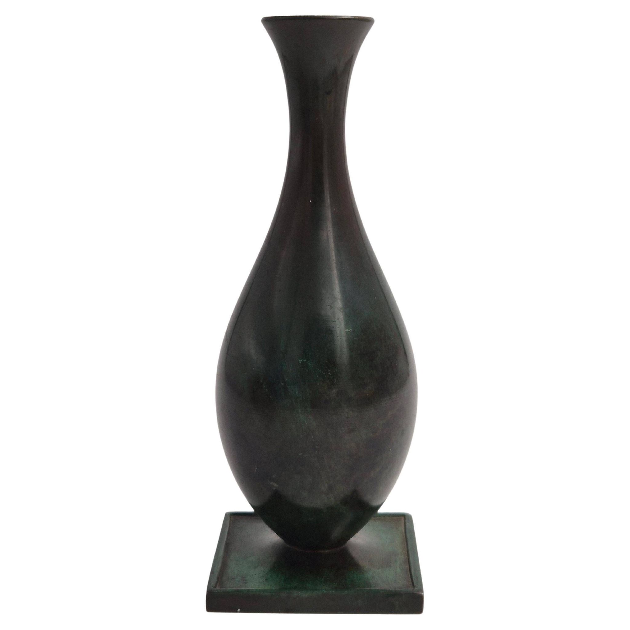Jacob Ängman for GAB, solid bronze vase, Swedish grace / Art Deco