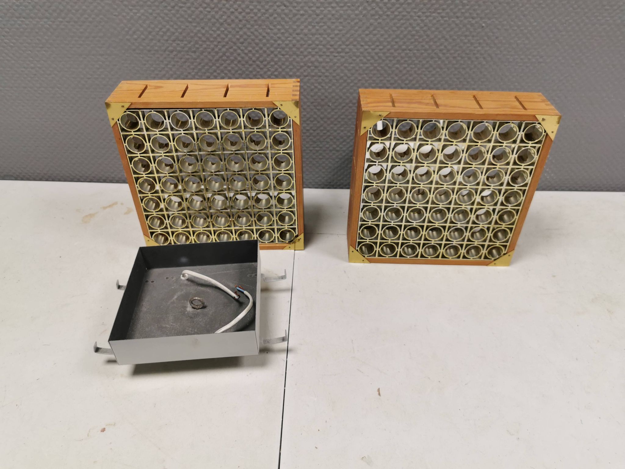 A pair of ceiling lights from Swedish Alda 1980s.