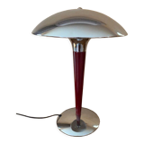 Mushroom lamp 1980 chrome and mahogany brown
