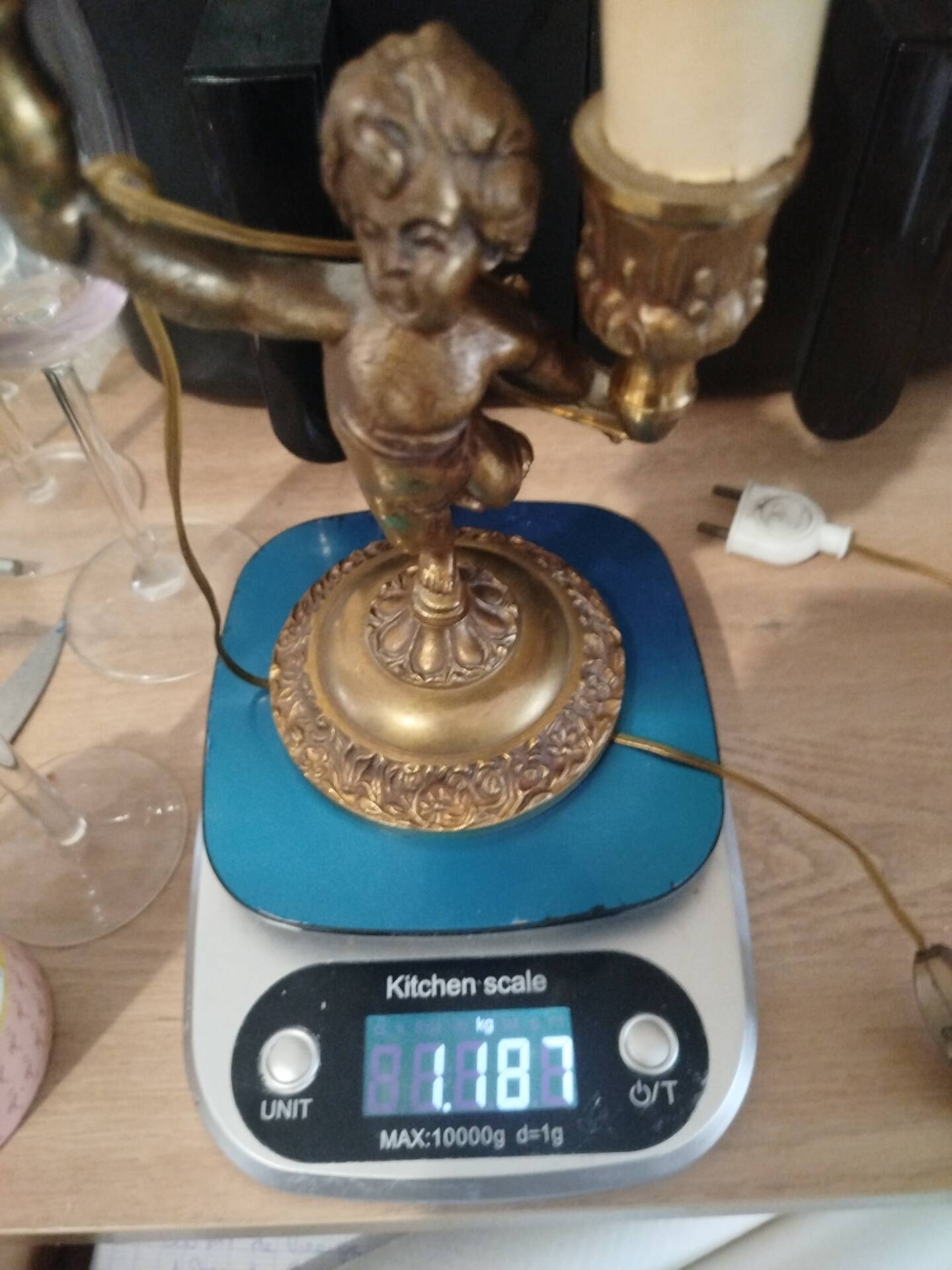 Lampe de table candélabre en laiton
