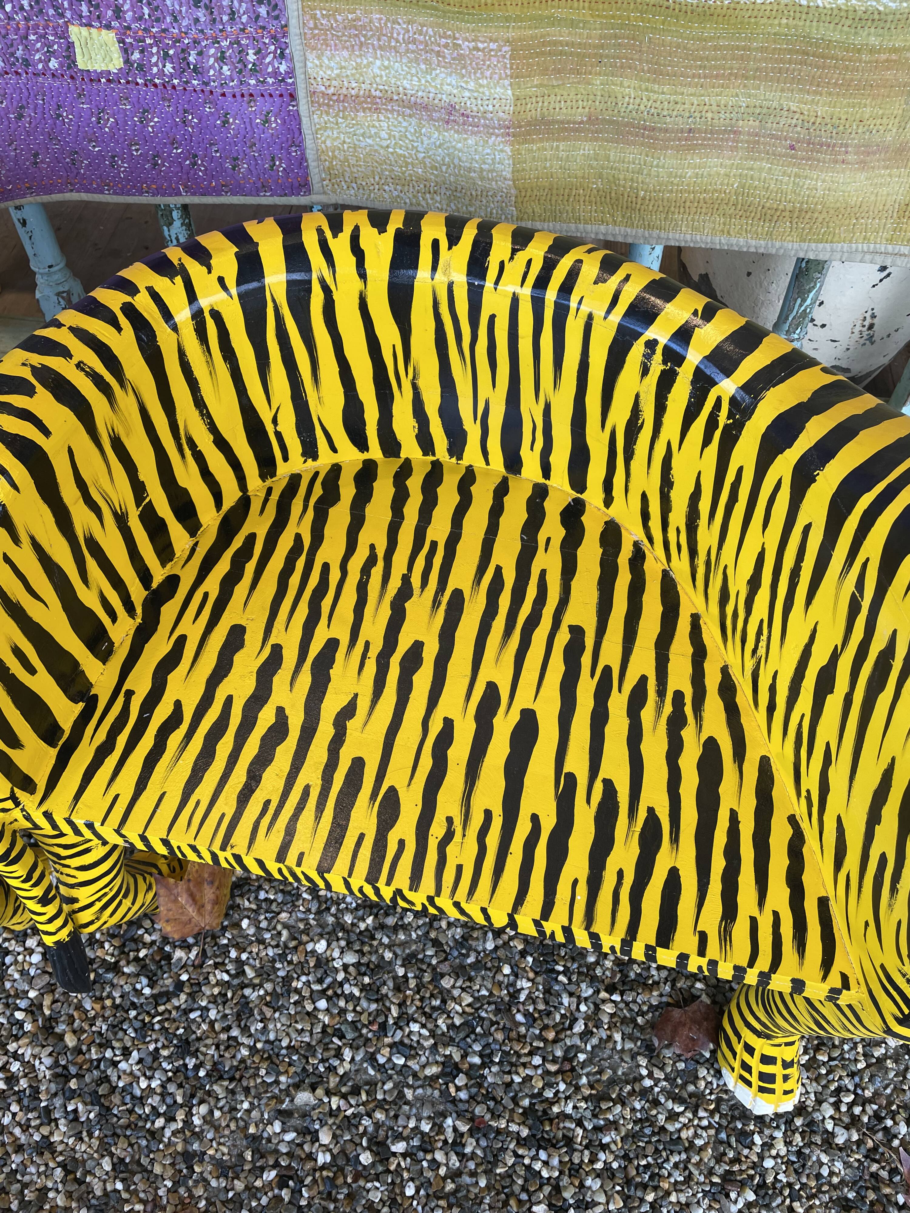 Painted wooden tiger chair