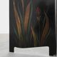Art Nouveau Black Lacquered Two-Panel Screen with Hand-Painted Irises, Fran