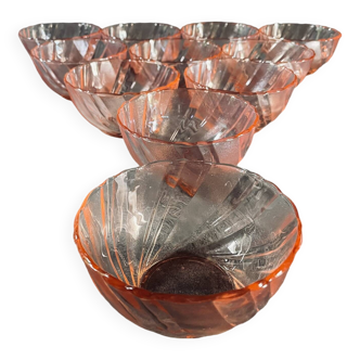 11 vintage pink Vereco bowls