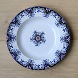 Hollow Plate in Earthenware - "Rouen Style" Decor - JVB Brand - Late 19th Century