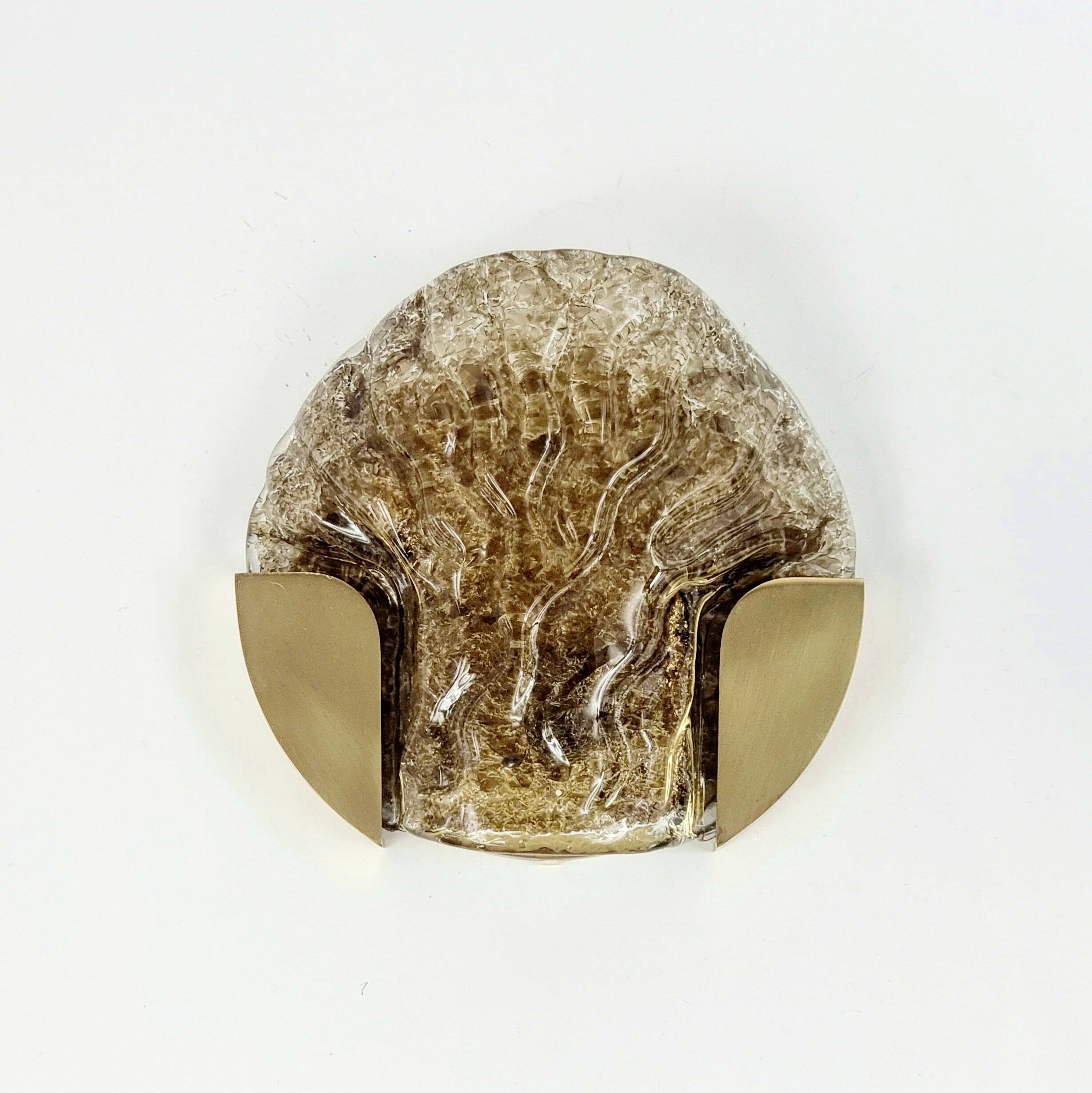Mid-Century Modern Murano Glass & Brass Wall Light from Kaiser, 1960s