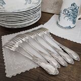 6 silver metal forks
